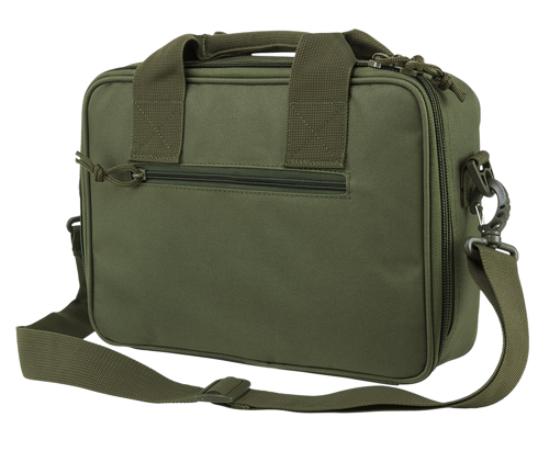 NcStar CPDX2971G VISM Double Pistol Range Bag w/Mag Pouches Heavy Duty Lockable Zippers For Compliance Padded Carry Handle Adjustable Shoulder Strap Green