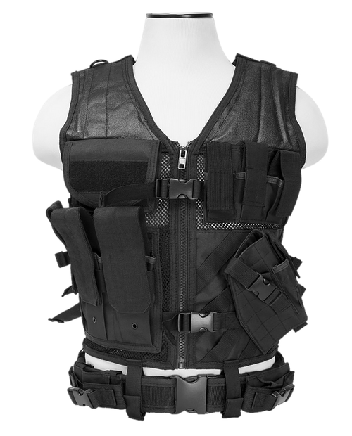 NcStar CTVL2916B Tactical  Vest XL-XXL Black PVC/Mesh Webbing