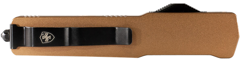 Templar Knife MAAB321 Premium LW  Slim 8.09" OTF Drop Point Plain Black Oxide Stonewashed Powdered D2 Steel Blade, 4.93" Bronze Anodized Aluminum Handle