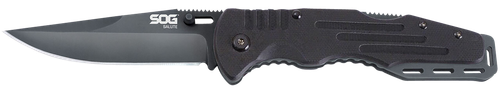 S.O.G SOG-FF11-CP Salute  3.62" Folding Clip Point Plain Black Hardcased 8Cr13MoV SS Blade Black G10 Handle Includes Belt Clip