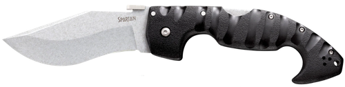Cold Steel CS21ST Spartan  4.50" Folding Plain Stone Washed Japanese AUS-10A SS Blade/Black Griv-Ex w/Steel Liners Handle Includes Pocket Clip