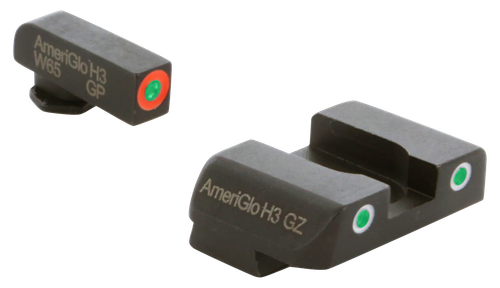 AmeriGlo GL241 Custom Classic Sight Set for Glock  Green Tritium Orange Outline Front Sight-Green Tritium White Outline Rear Sight