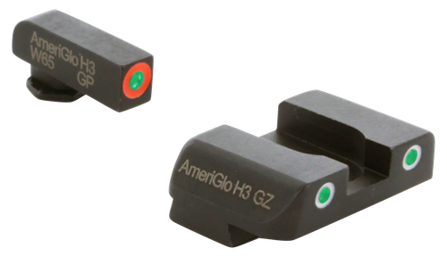 AmeriGlo GL241 Custom Classic Sight Set for Glock  Green Tritium Orange Outline Front Sight-Green Tritium White Outline Rear Sight