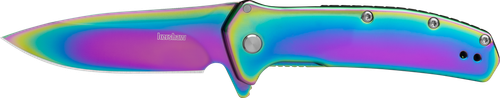 Kershaw 2044RBW Outcome  2.80" Folding Drop Point Plain Polished Rainbow PVD 8Cr13MoV SS Blade, Polished Rainbow PVD Stainless Steel Handle