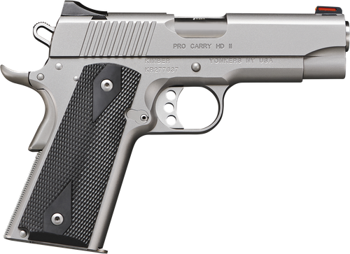 Kimber Mfg.,inc 3200044CA Pro Carry HD II (CA) 38 Super 9+1 4" Stainless Steel Slide Satin Silver Black Synthetic Double Diamond Checkering Grip
