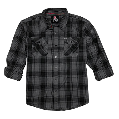 Hornady Gear 32223 Flannel Shirt  Large Gray/Black,  Cotton/Polyester, Relaxed Fit Button Up