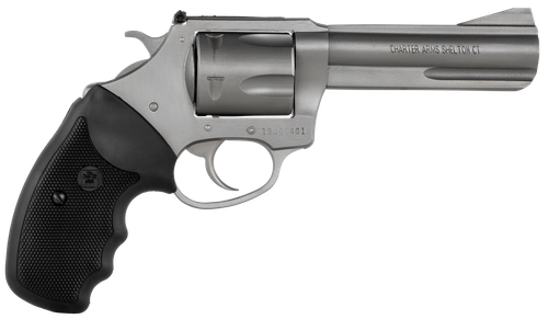 Charter Arms 74042 Pitbull  40 S&W 5 Shot 4.20" Matte Stainless Steel Barrel, Cylinder & Frame w/Black Finger Grooved Rubber Grip