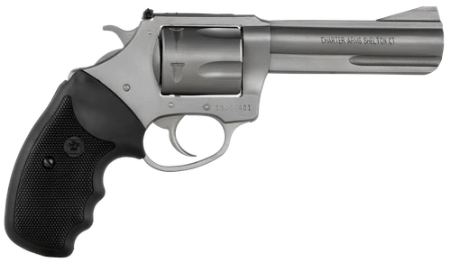 Charter Arms 74042 Pitbull  40 S&W 5 Shot 4.20" Matte Stainless Steel Barrel, Cylinder & Frame w/Black Finger Grooved Rubber Grip