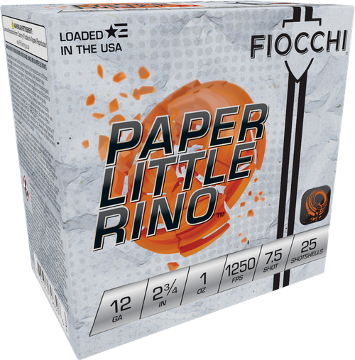 Fiocchi 12FPTX75 Paper Little Rino Extrema 12Gauge 2.75" 1oz 7.5Shot 25 Per Box/10 Case