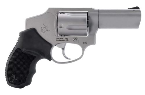 Taurus 2-650139 650  Small 357 Mag 38/Special +P 5 Shot 3"  Stainless Steel Barrel, Cylinder & Frame, Black Rubber Grip, Transfer Bar Safety, Concealed Hammer