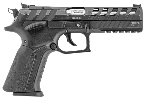 Grand Power 8588005808514 X-Calibur CO Mk23 Match 9mm Luger 15+1 4.80" Stainless Barrel, Black Steel Lightening Cut/Optic Cut/Serrated Slide, Black Steel Frame w/Picatinny Rail, Black Textured Grip