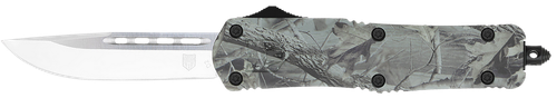 CobraTec Knives MWDFS3DNS FS-3  Medium 3" OTF Drop Point Plain D2 Steel Blade, 4.50" Woodland Camo Aluminum Alloy Handle