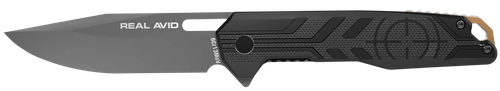 Real Avid AVRAV7 RAV-7  EDC 3.25" Folding Drop Point Plain Titanium 8Cr13MoV SS Blade, Black Textured G10 Handle, Clamshell Pkg