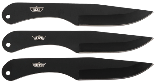 Uzi Accessories UZKTRW004 Throwing Knives IV Three, 8.25" Plain Black Stainless Steel