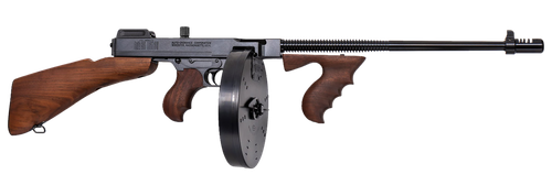 Thompson T1B100D 1927A-1 Deluxe Carbine 45 ACP Caliber with 18" Barrel, 20+1 Capacity (Stick), 100+1 Capacity (Drum), Blued Metal Finish, American Walnut Removable Fixed Stock & Wood Grip Right Hand