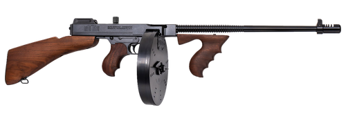 Thompson T1B100D 1927A-1 Deluxe Carbine 45 ACP Caliber with 18" Barrel, 20+1 Capacity (Stick), 100+1 Capacity (Drum), Blued Metal Finish, American Walnut Removable Fixed Stock & Wood Grip Right Hand
