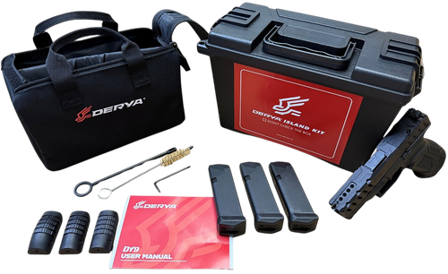 Derya Firearms DY9.ISL.US DY9 Island Kit 9mm Luger 15+1 3.86" Black Melonite Steel Barrel, Black Melonite Steel Optics Ready/Serrated Slide, Black Melonite Polymer Frame, RMR Footprint