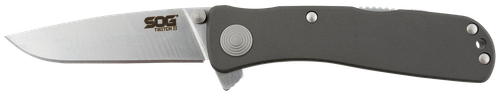 S.O.G SOGTWI8CP Twitch II 2.65" Folding Drop Point Plain Satin AUS-8A SS Blade Gray Anodized Aluminum Handle Includes Belt Clip