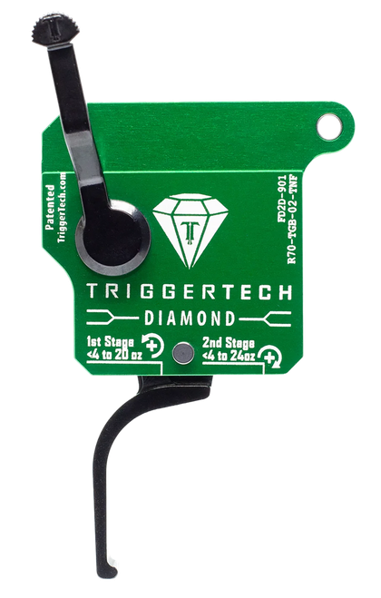 TriggerTech R70TGB02TNF Diamond  Two-Stage Flat Clean Trigger with 0.50-2.80 lbs Draw Weight & Green w/Black Parts Finish for Remington 700 Right