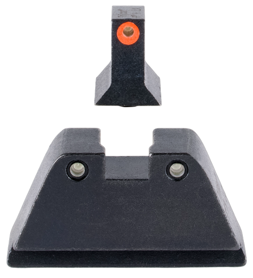 Trijicon GL201C601134 Suppressor/Optic Height Sights  Green/Tritium Orange Outline Front Sight-Green/Tritium Black Outline Rear Sight Glock 17/17L/19/22 Standard Frame