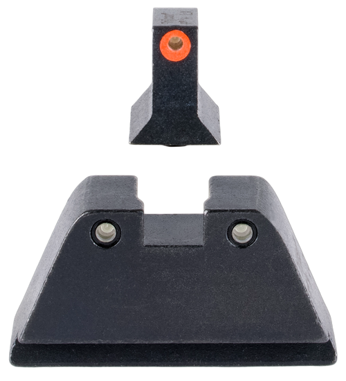 Trijicon GL201C601134 Suppressor/Optic Height Sights  Green/Tritium Orange Outline Front Sight-Green/Tritium Black Outline Rear Sight Glock 17/17L/19/22 Standard Frame