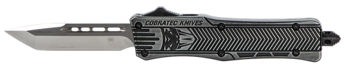 CobraTec Knives SSWCTK1STNS CTK-1  Small 2.75" OTF Tanto Plain D2 Steel Blade/Black Stonewashed Aluminum Handle Features Glass Breaker Includes Pocket Clip