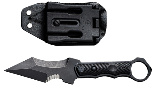 Civivi Knives C20037B-1 Orthrus  3.76" Fixed Karambit/Straight Black Stonewashed Nitro-V Steel Blade, 4.30" Black w/Finger Ring G10 Handle