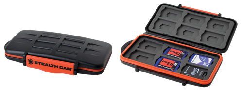 Stealth Cam STCMCSC Memory Card Storage Case  Black/Red Black/Orange Polycarbonate Includes 12 Full Sized SD Cards