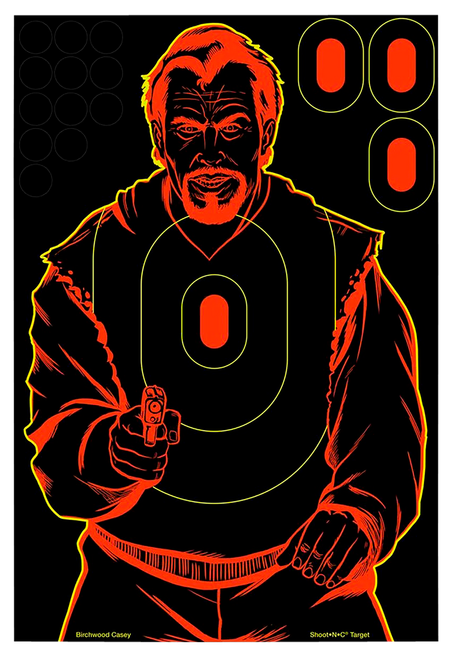 Birchwood Casey 34643 Shoot-N-C Reactive Target Self-Adhesive Paper Black/Red 12"x18" Bad Guy Silhouette 100 Pack