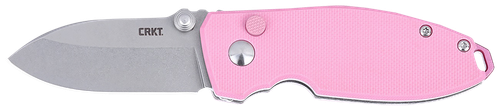 CRKT 2474P SQUID  EDC 2.27" Folding Plain Stonewashed D2 Steel Blade, Pink G10 Handle