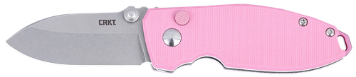CRKT 2474P SQUID  EDC 2.27" Folding Plain Stonewashed D2 Steel Blade, Pink G10 Handle