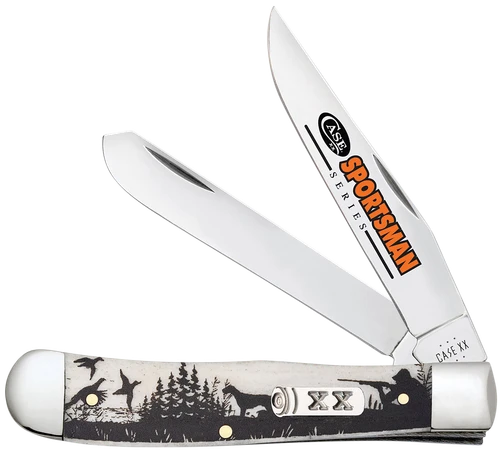 Case 81224 Trapper Sportsman Folding Clip Point/Spey Plain Mirror Polished Tru-Sharp SS Blade/Bird Dog Hunter Embellished Natural Bone Handle
