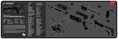 TekMat TEKR36CZSCORPION CZ Scorpion EVO 3 Cleaning Mat Black/Gray Rubber 12"x36" CZ Scorpion EVO 3 Parts Diagram
