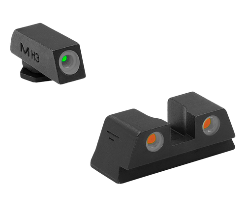 Meprolight USA 102203301 Tru-Dot Sight Set Green Tritium/Orange Tritium/Black Frame Compatible w/Glock 42/43/43X/48X, Post/Dovetail Mount