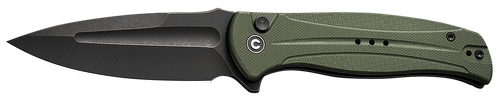 Civivi Knives C23053-2 Incindie  3.48" Folding Spear Point Plain Black Stonewashed 14C28N Steel Blade, OD Green Textured G10 Handle