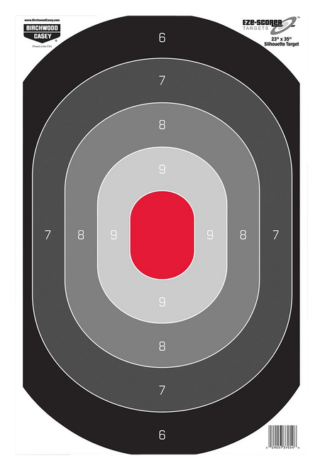 Birchwood Casey 37053 EZE-Scorer Silhouette Oval Target Hanging Paper All Firearms 23" x 35" Black/Gray/Red 5 Targets