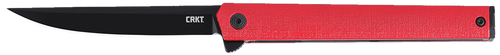 CRKT 7097RK CEO Flipper EDC 3.35" Folding Plain Black EDP AUS-8A SS Blade, Red GRN Handle