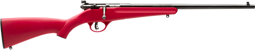 Savage Arms 13795 Rascal  Youth 22 LR 1rd 16.13" Matte Black Sporter Barrel, Matte Black Carbon Steel Receiver, Red Fixed Synthetic Stock, Right Hand