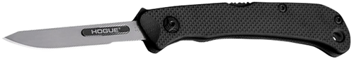 Hogue 35836 Expel  2.50" Folding Scalpel Plain Satin High Carbon Steel Blade, Black Textured G10 Scales/SS Handle