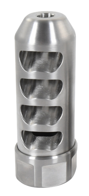 American Precision Arms G2F5838S Gen 2 Fat Bastard Self Timing Brake Stainless Steel with 5/8"-24 tpi Threads, 3.30" OAL & 1.115" Diameter for 338 Cal Rifle