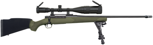 Mossberg 28122 Patriot Night Train 300 Win Mag Caliber with 3+1 Capacity, 24" Barrel, Matte Blued Metal Finish, OD Green Stock Right Hand Includes 6-24x50mm Scope & Bipod
