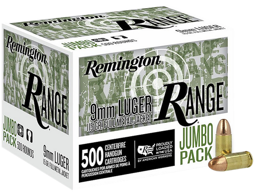 Remington Ammunition R27779 Range Jumbo Pack 9mmLuger 115gr Full Metal Jacket 500/Box