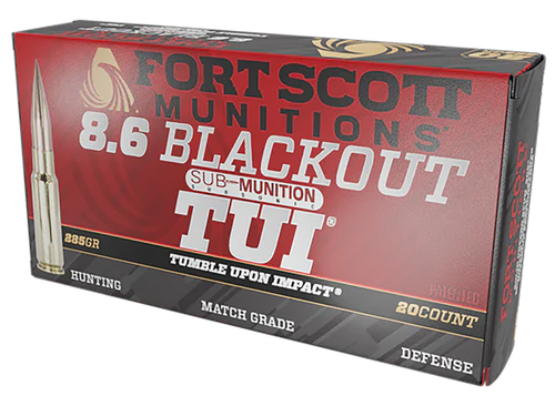 Fort Scott Munitions 86BLK285SCV2SS Tumble Upon Impact (TUI)  8.6Blackout 285gr Solid Copper Spun 20 Per Box/10 Case