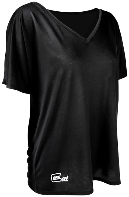 Glock AP960351 Glock Girl Relaxed  Black Pre-Shrunk Cotton Short Sleeve V-Neck Medium