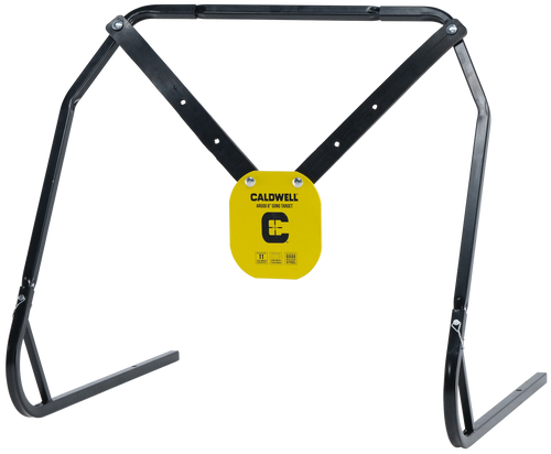 Caldwell 1140016 Gong & Target Stand  8" Yellow AR500 Steel Gong Hanging Includes XL Strap Hangers