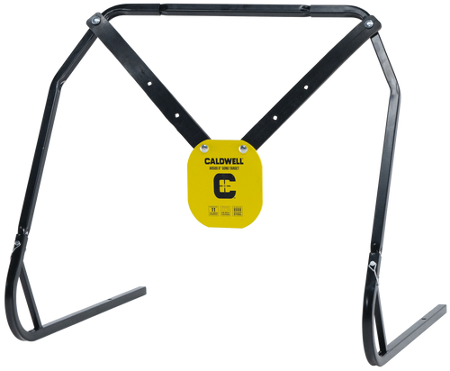 Caldwell 1140016 Gong & Target Stand  8" Yellow AR500 Steel Gong Hanging Includes XL Strap Hangers