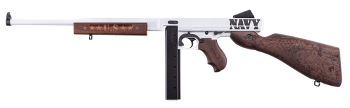 Thompson TM1C5 Navy 250th Anniversary 45 ACP 30+1 16.50" Arctic White & Savage Stainless Cerakote Arctic Steel Barrel & Receiver, Engraved Walnut Fixed Stock, Engraved Wood Grip
