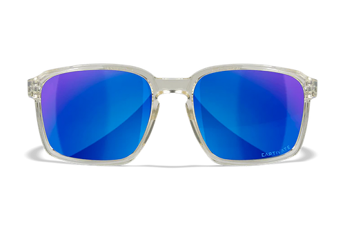 Wiley X AC6ALF09 Alfa  M/L Blue Mirror Lens Polycarbonate Gloss Clear Crystal Frame Frame