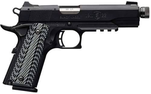 Browning 051820490 1911-22 Black Label SR Full Size 22 LR 10+1, 4.88" Stainless Steel Threaded Barrel, Matte Black Serrated Slide & Polymer Frame w/Beavertail & Picatinny Rail