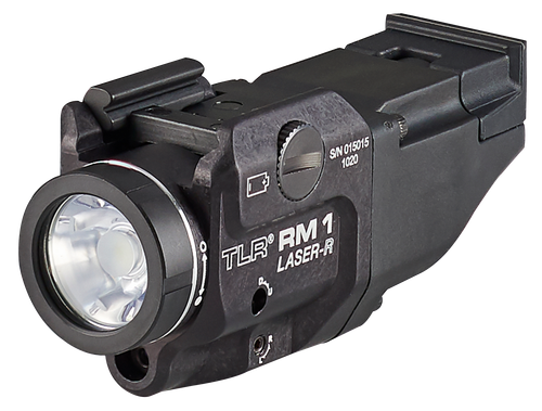 Streamlight 69446 TLR-1 RM w/Laser Black Anodized Aluminum,  500 Lumens White LED Bulb/Red Laser, 210 Meters Beam, Picatinny Rail Mount